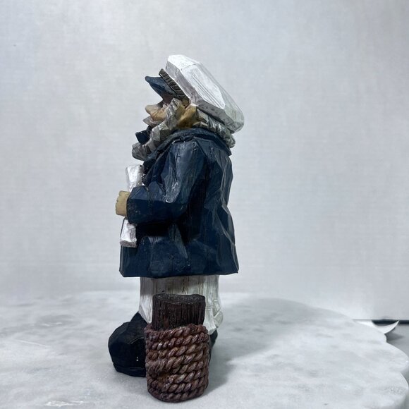 Vtg Faux Carved Wood Sea Captain Sailor Maritime Salty CoastalCore 8" Nautical - Picture 6 of 7